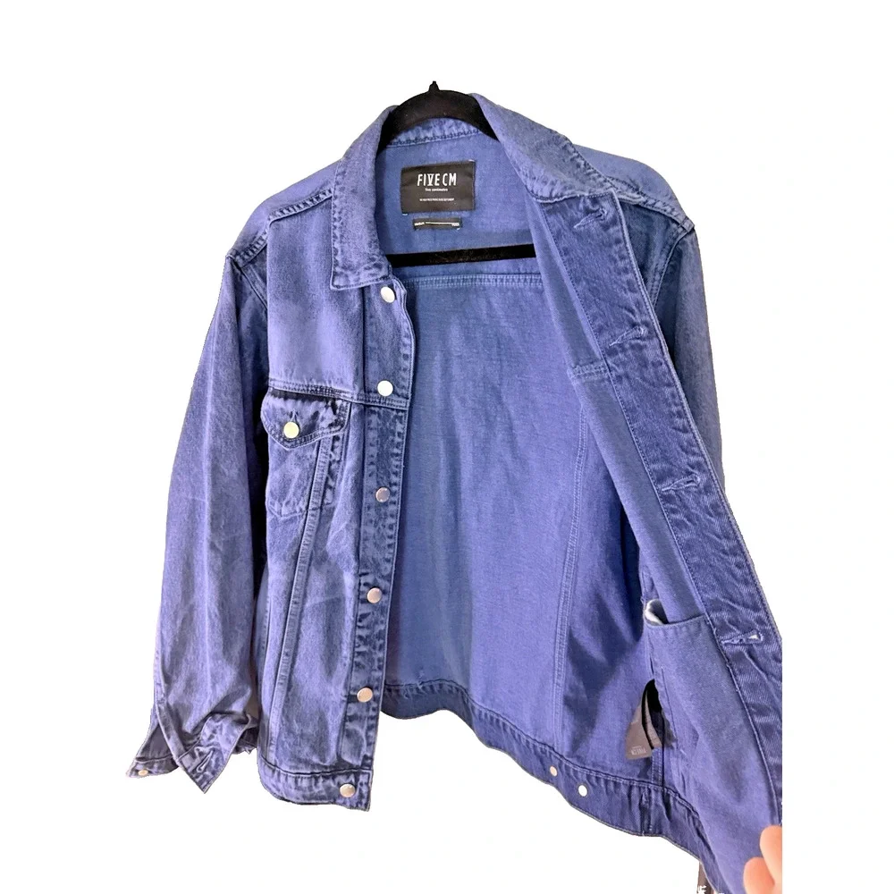 FIVE CM Faded Blue Denim Jacket Men M Snap Button